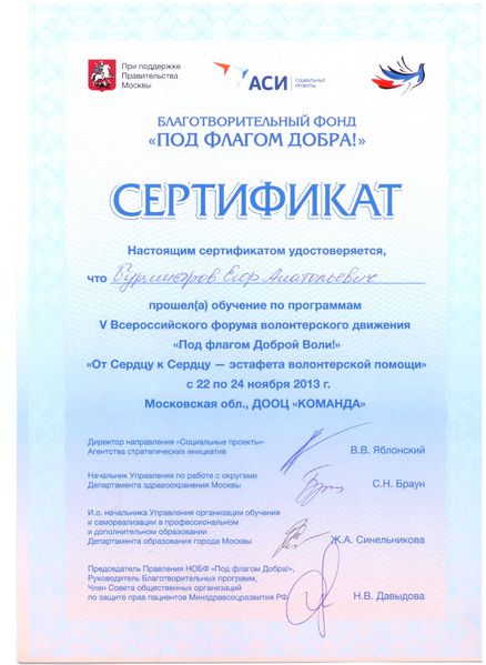 Файл:Сертификат Под флагом добра Бурмистров Е.А.jpg