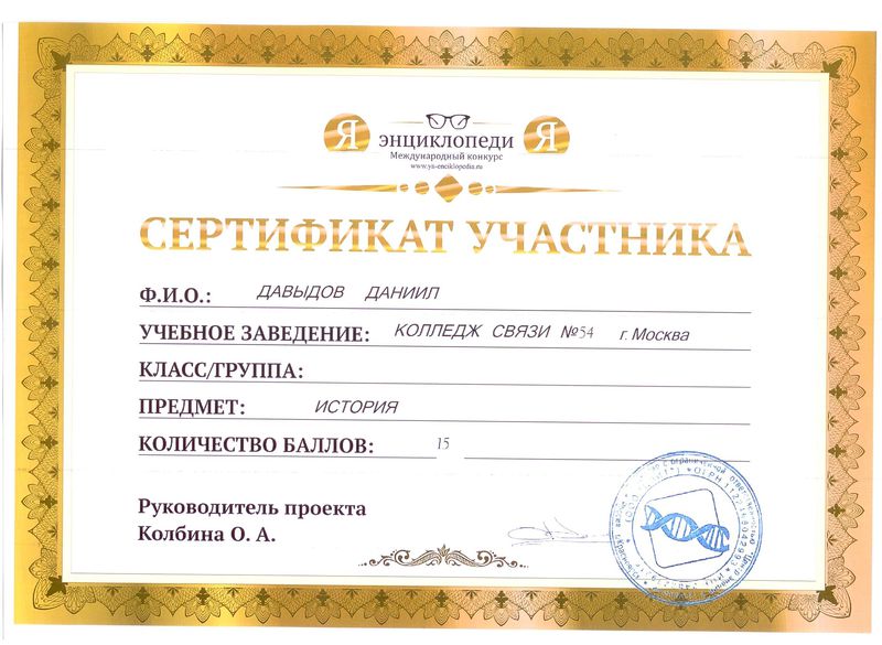 Файл:Сертификат участника Давыдов Д.В.jpg