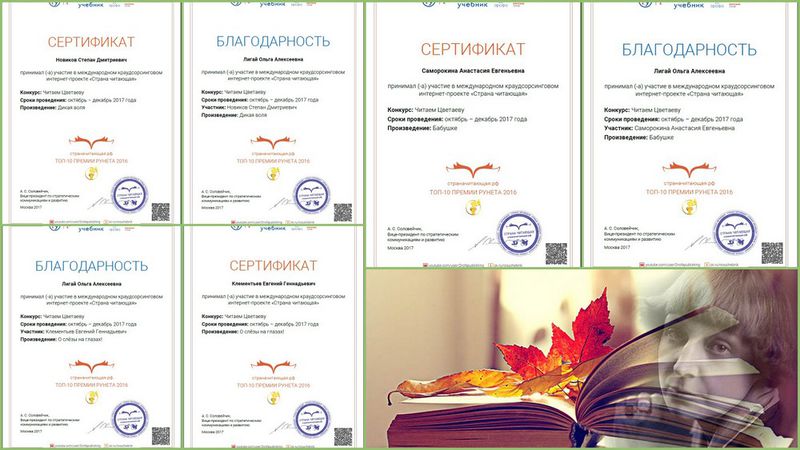Файл:Сертификаты участников и благодарности Страна читающая Цветаева Лигай декабрь 2017.jpg