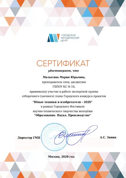 Файл:Сертификат эксперта отборочного этапа Юные техники и изобретатели 2020 .jpg