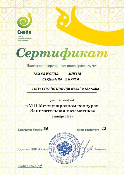 Файл:Сертификат участника Всероссийского конкурса Михайлевой А..jpg