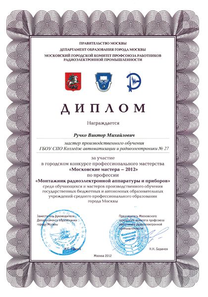Файл:Диплом Московские мастера 2 2012 Ручко В.М.JPG